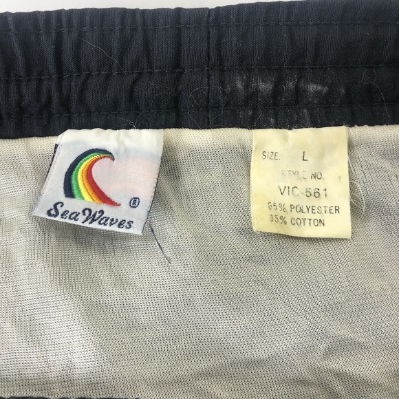 Sea Waves Mens Shorty Shorts Swim Trunks Hawaii Rainbow Pride Vintage 80's L - Picture 6 of 7